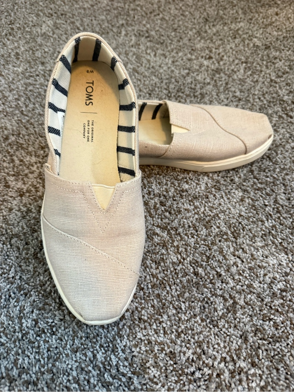 Toms Women's Slip-On Loafers in Light Beige Canvas